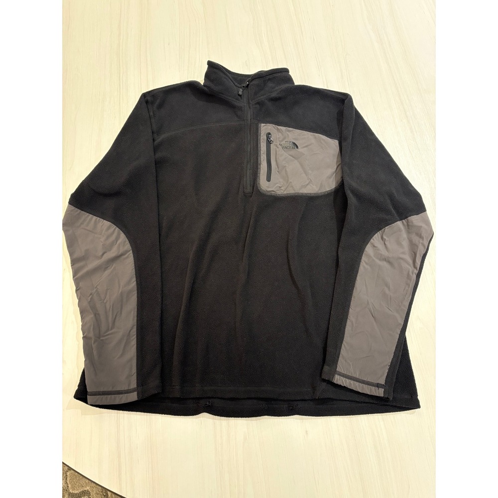 The North Face 1/4 Zip Fleece Pullover Black Gray Men's Large Outdoor Jacket
